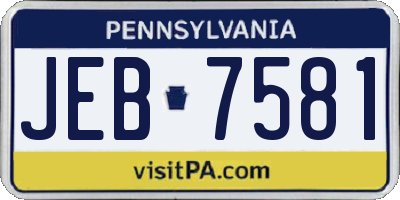 PA license plate JEB7581