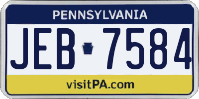 PA license plate JEB7584