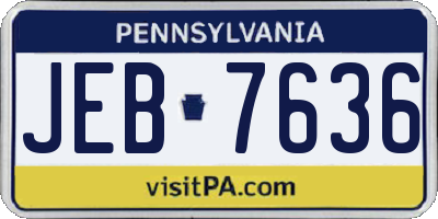 PA license plate JEB7636