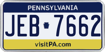 PA license plate JEB7662