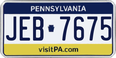PA license plate JEB7675