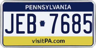 PA license plate JEB7685