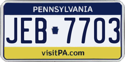 PA license plate JEB7703