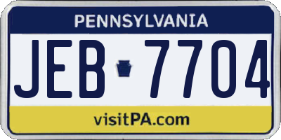 PA license plate JEB7704
