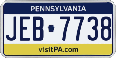 PA license plate JEB7738