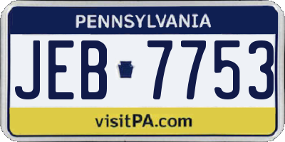 PA license plate JEB7753