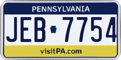 PA license plate JEB7754