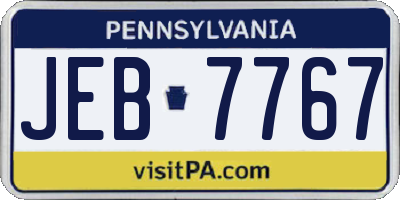 PA license plate JEB7767