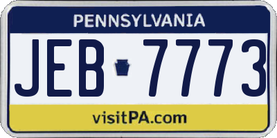 PA license plate JEB7773