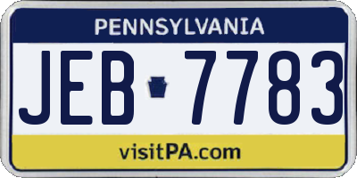 PA license plate JEB7783