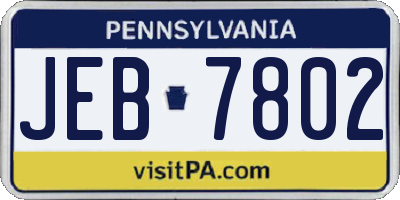 PA license plate JEB7802