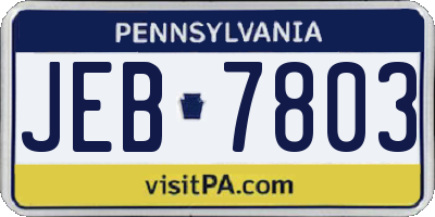PA license plate JEB7803