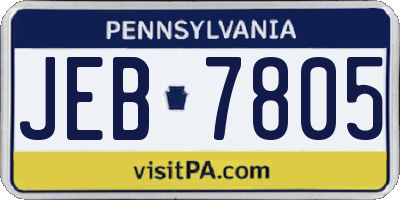PA license plate JEB7805