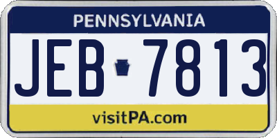 PA license plate JEB7813