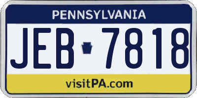 PA license plate JEB7818