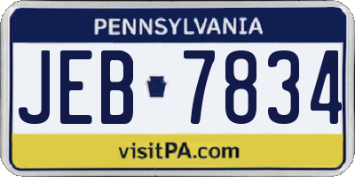 PA license plate JEB7834