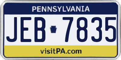 PA license plate JEB7835