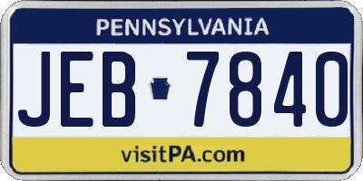 PA license plate JEB7840