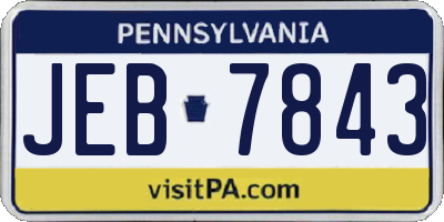 PA license plate JEB7843