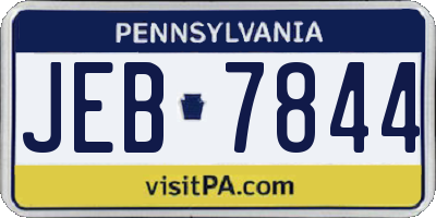 PA license plate JEB7844