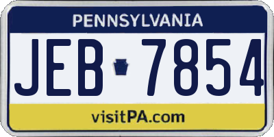 PA license plate JEB7854