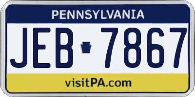 PA license plate JEB7867
