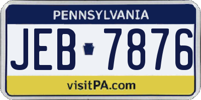 PA license plate JEB7876