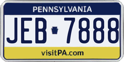 PA license plate JEB7888
