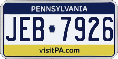 PA license plate JEB7926