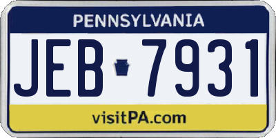 PA license plate JEB7931