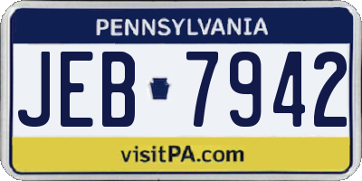 PA license plate JEB7942