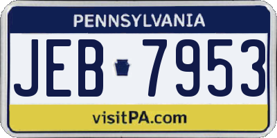 PA license plate JEB7953