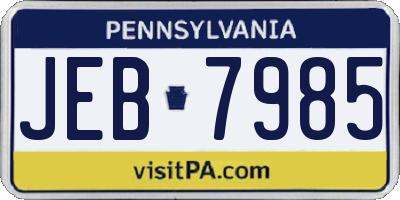 PA license plate JEB7985
