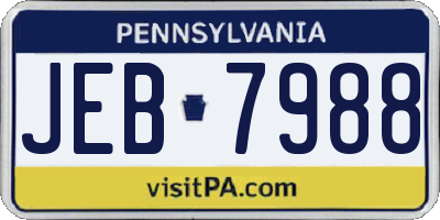PA license plate JEB7988