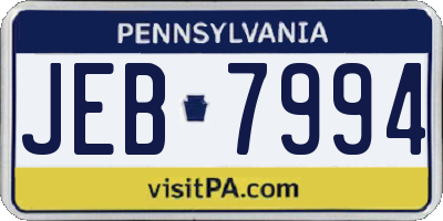 PA license plate JEB7994
