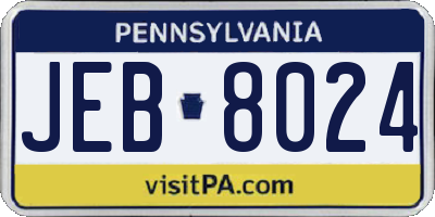 PA license plate JEB8024