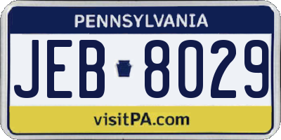 PA license plate JEB8029