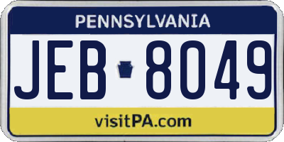 PA license plate JEB8049