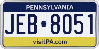 PA license plate JEB8051