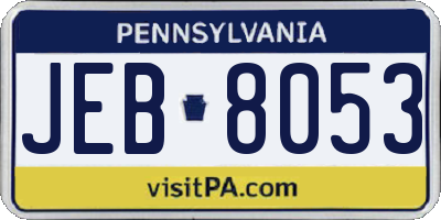 PA license plate JEB8053