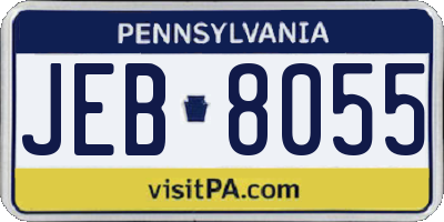 PA license plate JEB8055
