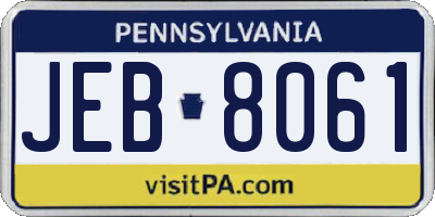 PA license plate JEB8061