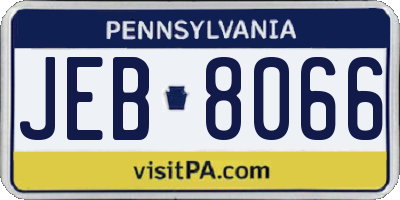 PA license plate JEB8066