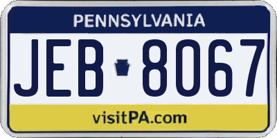 PA license plate JEB8067
