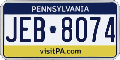 PA license plate JEB8074