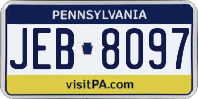 PA license plate JEB8097