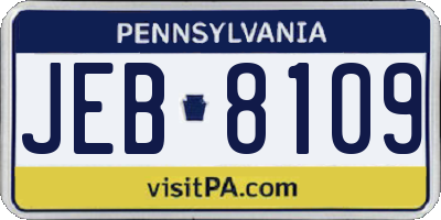 PA license plate JEB8109