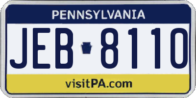 PA license plate JEB8110