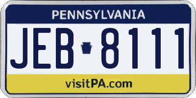 PA license plate JEB8111