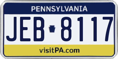 PA license plate JEB8117